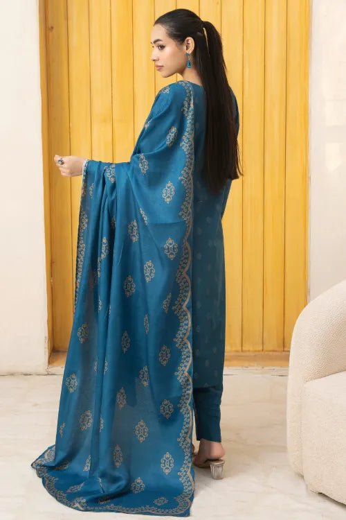 Pakistani Ready to Wear winter Khadder Teal Suit for Women – Winter Designer Collection