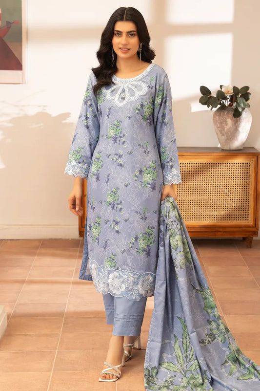 Pakistani Women’s EID Winter Wear 3-Piece Printed Suit – Dhanak, SKY Blue | 1476 | Designer Rack (Copy) (Copy)