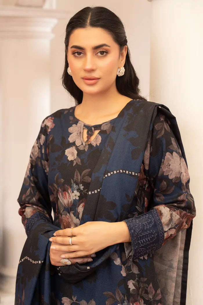 Pakistani Women’s Casual Winter Wear 3-Piece Printed Suit – Dhanak, Dark Gray | 1476 | Designer Rack (Copy)