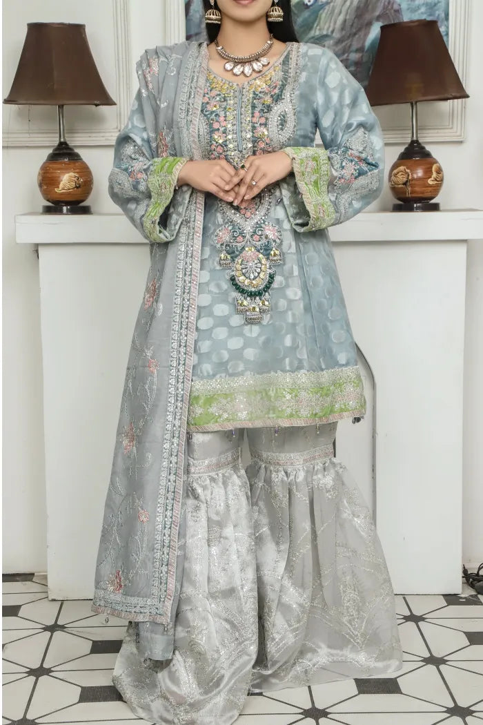 Pakistani Fancy Suits Maria B-1412-Grey