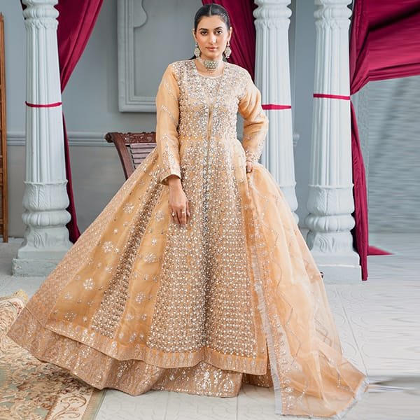 Fancy Maxi Dress Afroze 1464 Peach