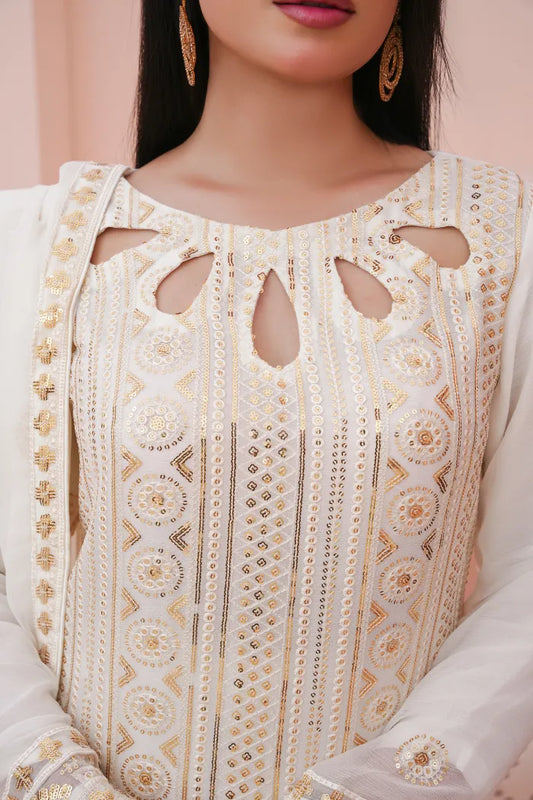 Ladies chiffon by Maria B 1475 Off White