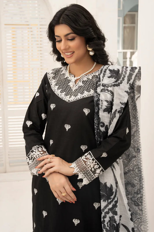 Gul Ahmed Embroidered Doria Lawn 1468 Black White