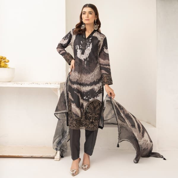 Maria B Leaser Cut Embroidered Silk 1471 Brown