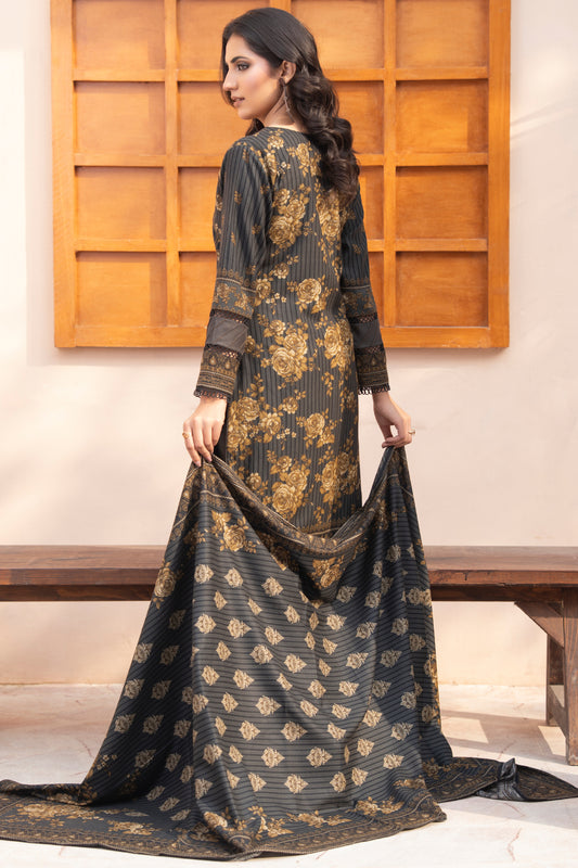 Pakistani Embroidered Gray Dhanak Suit for Women – Winter Designer Collection