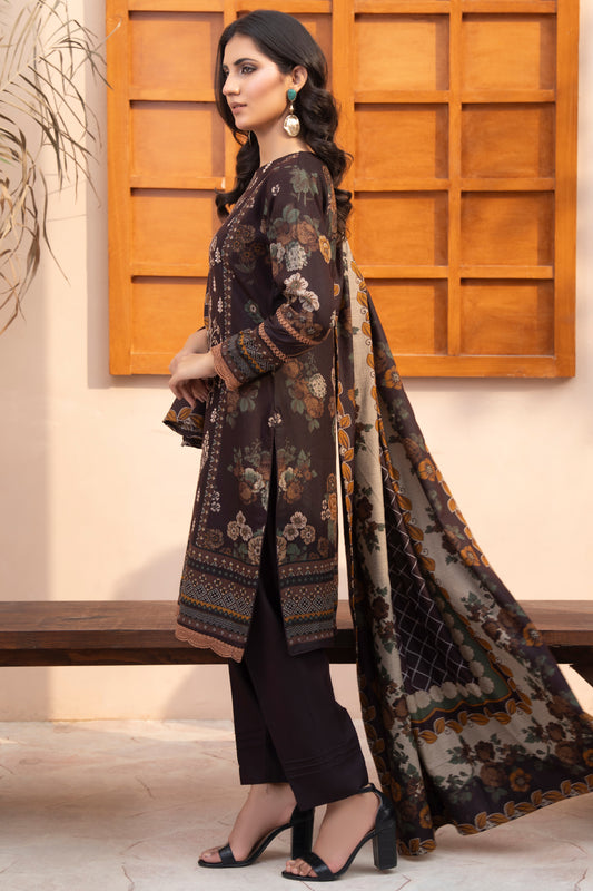 Pakistani Embroidered Mahroon Dhanak Suit for Women – Winter Designer Collection