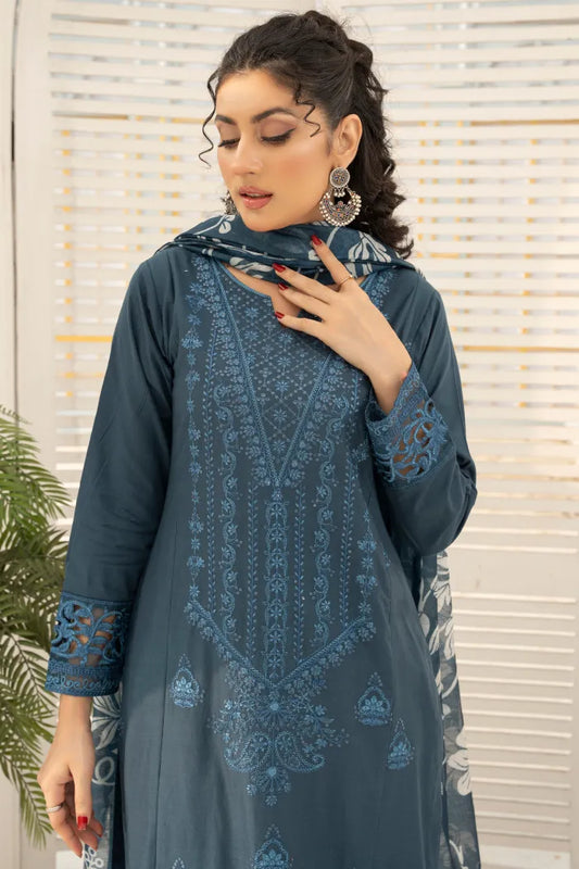 Baroque Leaser Cut Embroidered Lawn 1468 Zinc