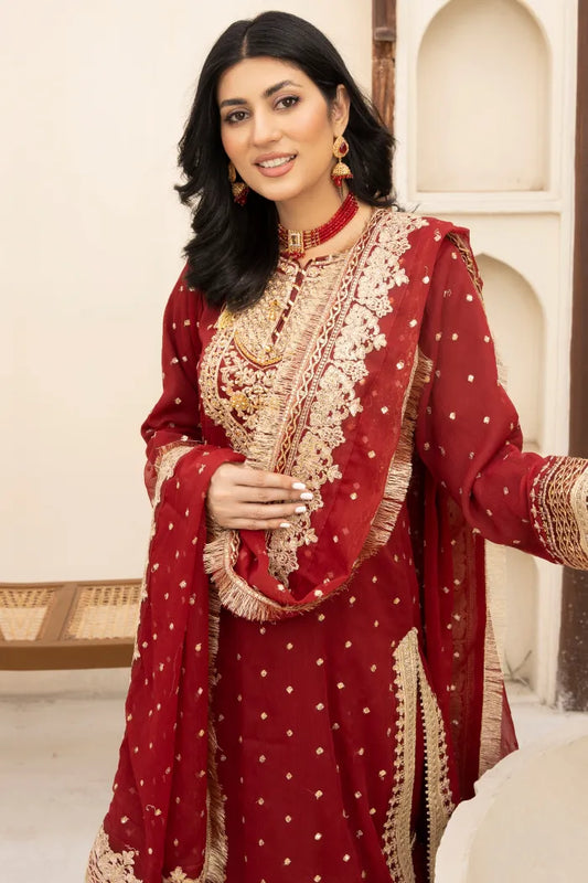 Partywear Chiffon Asim Jofa 1464 Mahroon