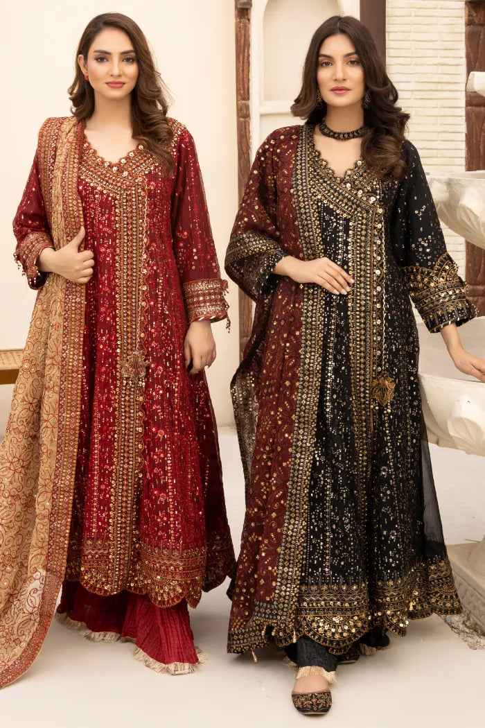 Partywear Chiffon Angrakha Aik Atelier 1464 Black