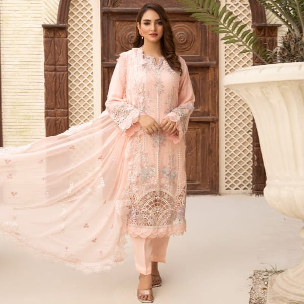 Readymade Chiffon Leaser Cut Maria B 1464 Pink