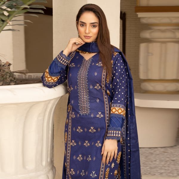 Readymade Embroidery Lawn Beechtree-1466-Navy