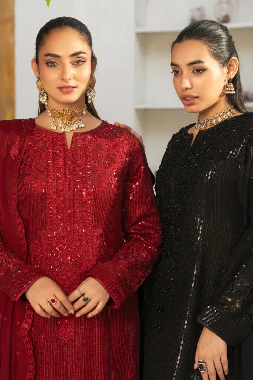 Pakistani Ready Made Ladies chiffon party wear Suit by Maria B BLACK