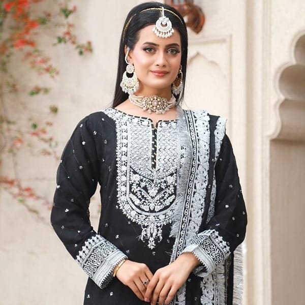 Partywear Chiffon Asim Jofa 1464 Black