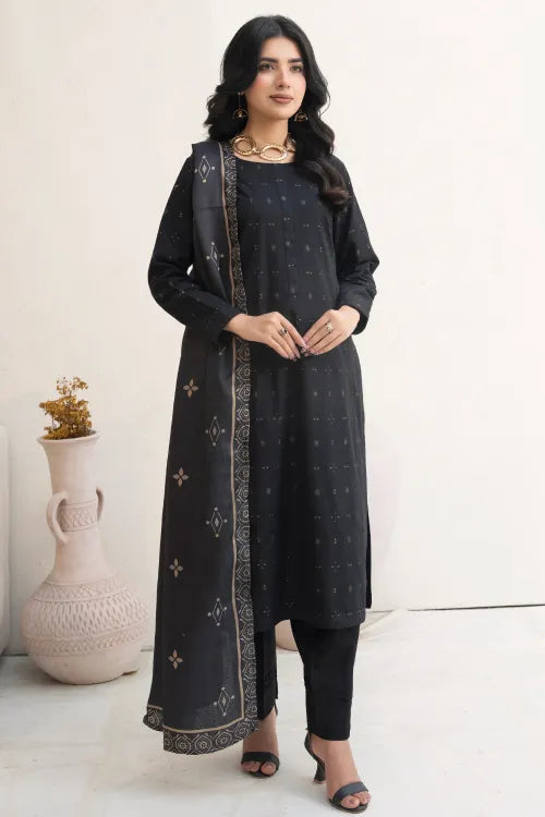 Pakistani Ready to Wear winter Khadder Black Suit for Women – Winter Designer Collection