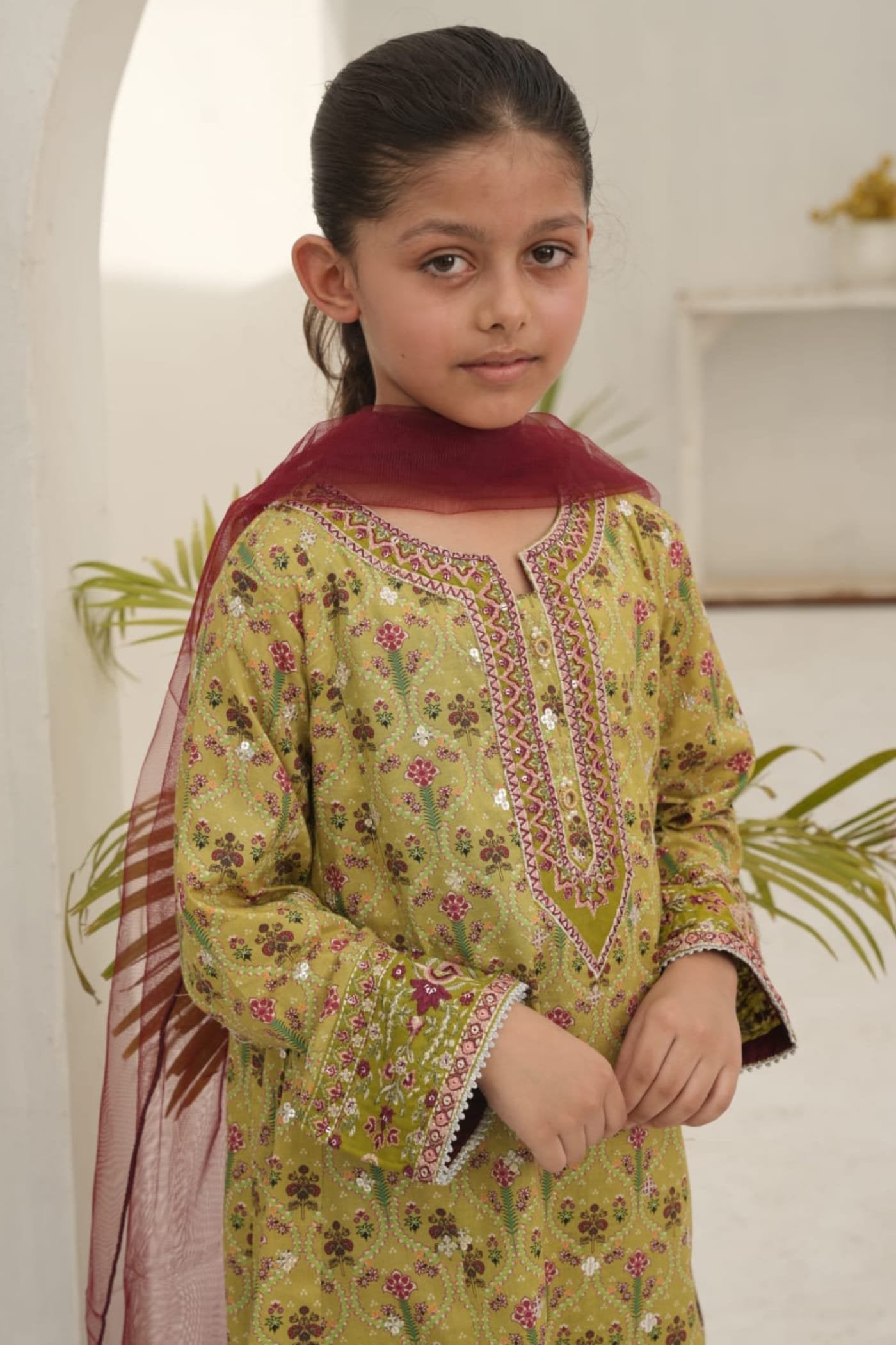 Mother & Daughter 1469-70 Lawn Embroidered Green