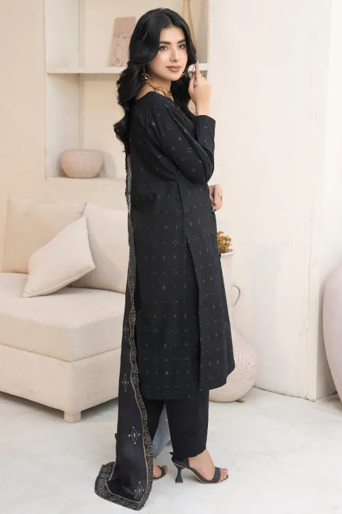 Pakistani Ready to Wear winter Khadder Black Suit for Women – Winter Designer Collection