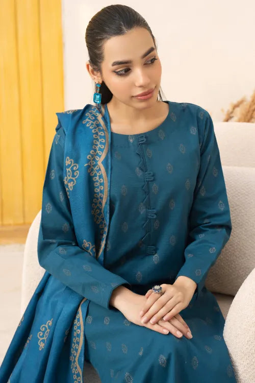 Pakistani Ready to Wear winter Khadder Teal Suit for Women – Winter Designer Collection