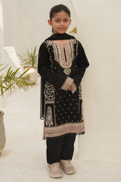 Pakistani Women’s Casual Wear 3-Piece Suit, Mother & Daughter Collection – Lawn, Black | 1469 | Designer Rack