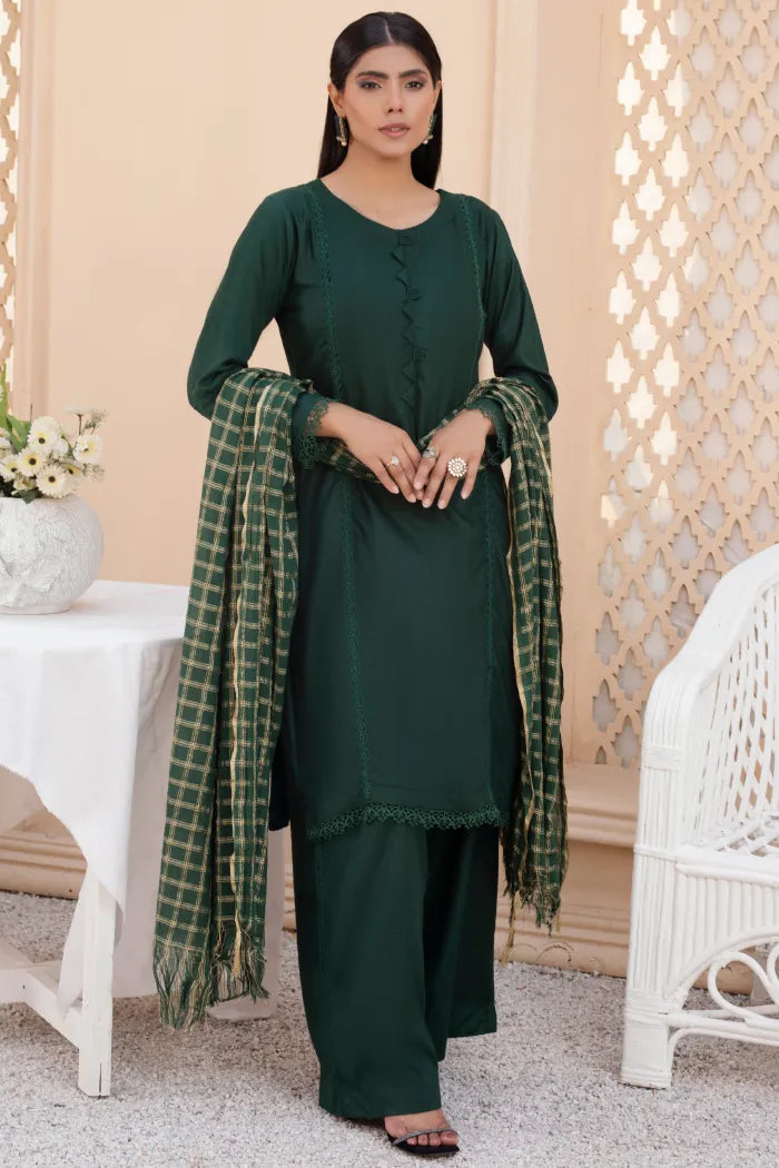 Readymade Ladies Linen Pakistani Suit-1404-Green