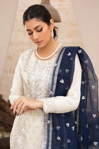 Pakistani Organza Suit Readymade Baroque-1441-PEARL BLUE