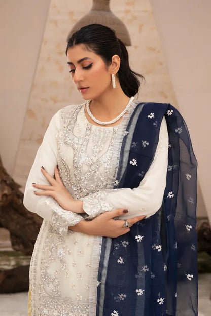 Pakistani Organza Suit Readymade Baroque-1441-PEARL BLUE