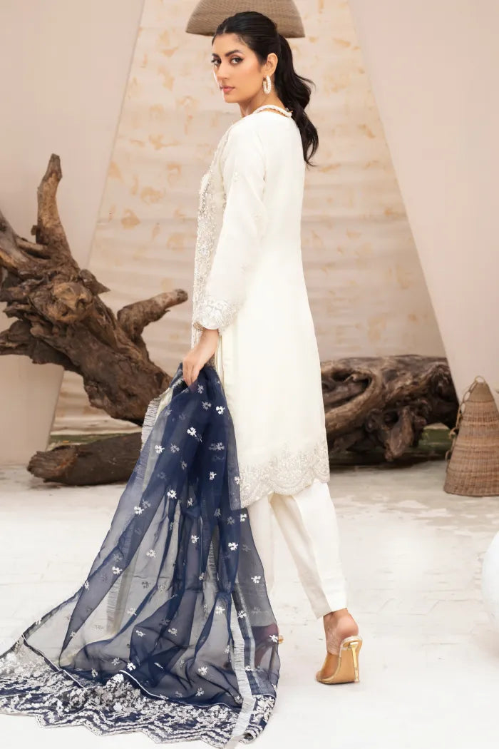 Pakistani Organza Suit Readymade Baroque-1441-PEARL BLUE