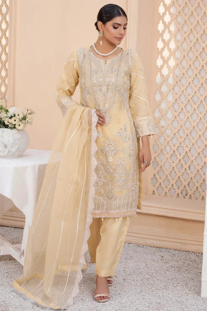 Pakistani Readymade Suits Fancy Baroque-1441-Lemon