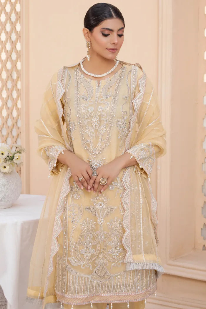 Pakistani Readymade Suits Fancy Baroque-1441-Lemon