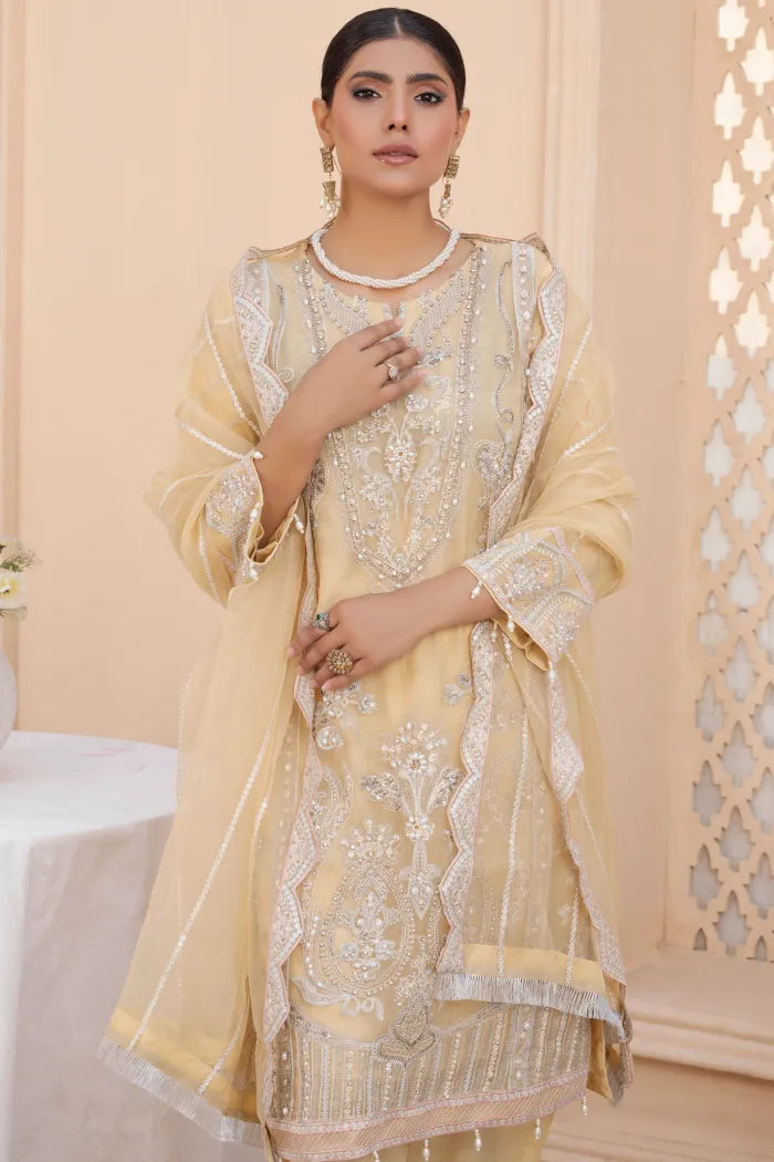 Pakistani Readymade Suits Fancy Baroque-1441-Lemon