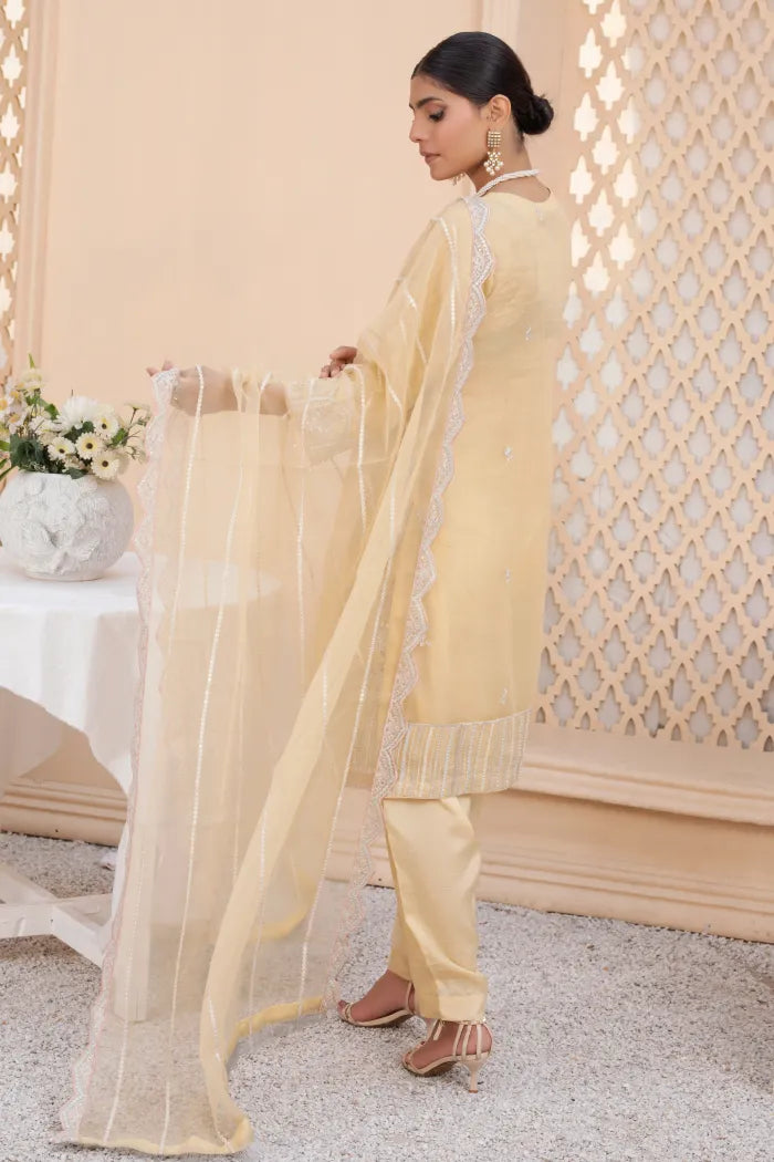 Pakistani Readymade Suits Fancy Baroque-1441-Lemon