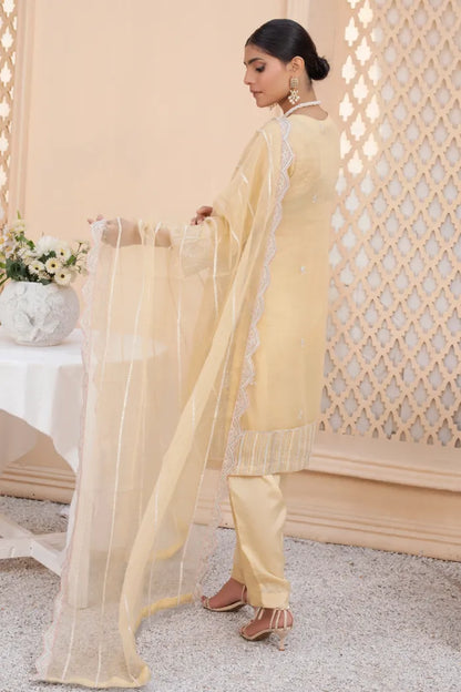 Pakistani Readymade Suits Fancy Baroque-1441-Lemon