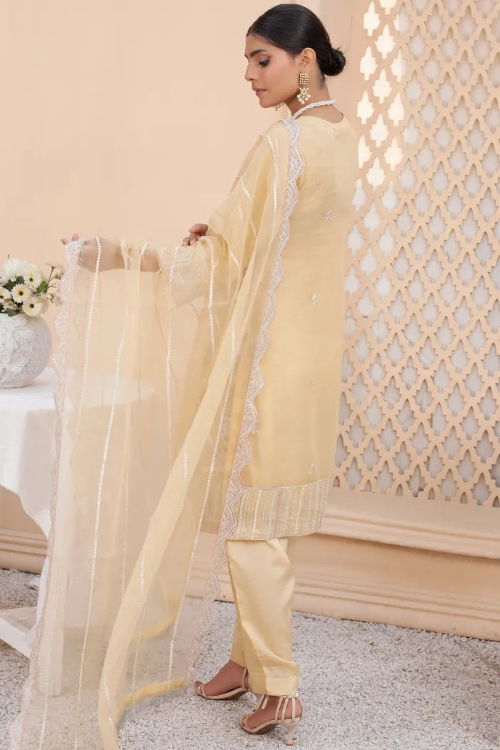 Pakistani Readymade Suits Fancy Baroque-1441-Lemon