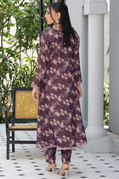 Dhanak Floral Printed Women Wear Frock Co-Ord-1451-Purple