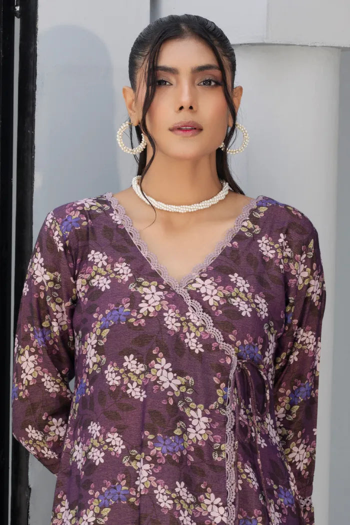 Dhanak Floral Printed Women Wear Frock Co-Ord-1451-Purple
