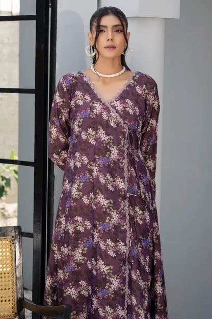 Dhanak Floral Printed Women Wear Frock Co-Ord-1451-Purple