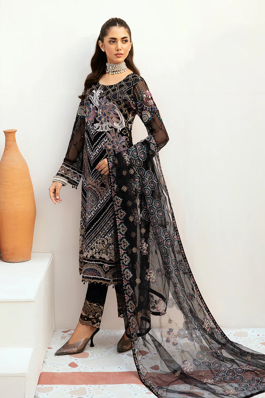Pakistani Ladies suit Party wear Chiffon by Ramsha-1457-Black
