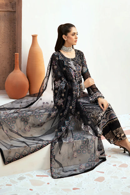 Pakistani Ladies suit Party wear Chiffon by Ramsha-1457-Black