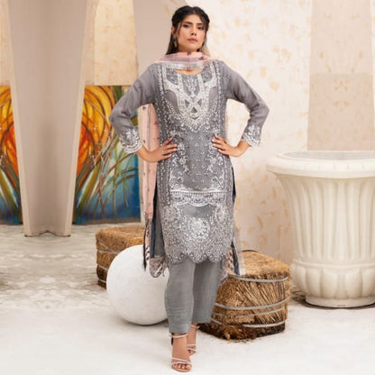 Readymade Baroque Organza-1441-Grey Pink