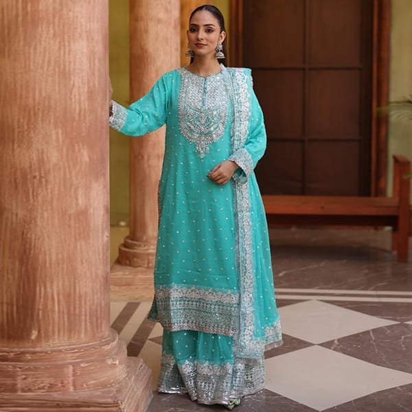 Fancy Ladies Suits Asim Jofa 1464 Light Aqua