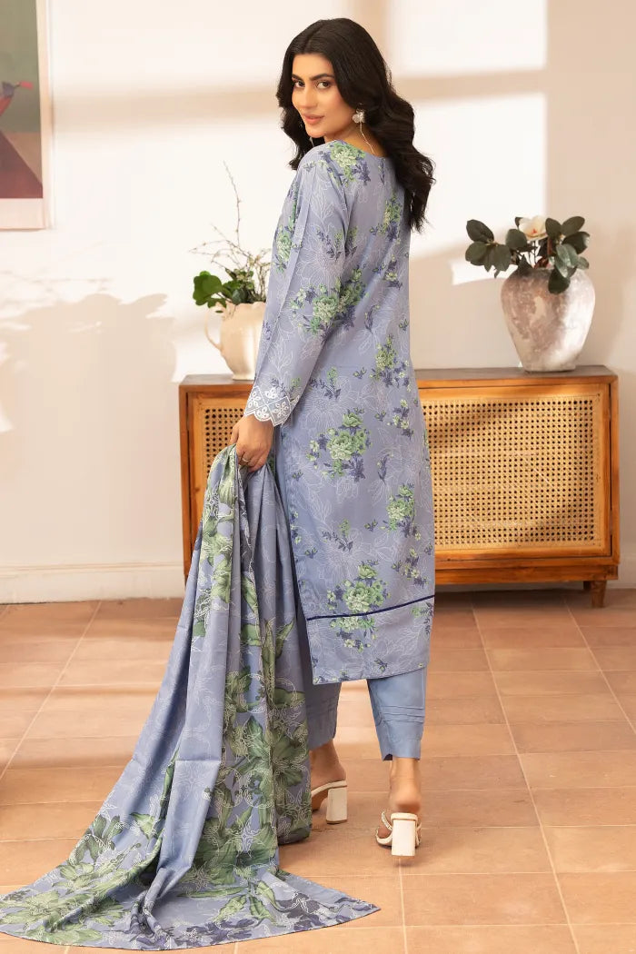 Pakistani Women’s EID Winter Wear  3-Piece Printed Suit – Dhanak, SKY Blue | 1476 | Designer Rack (Copy) (Copy)