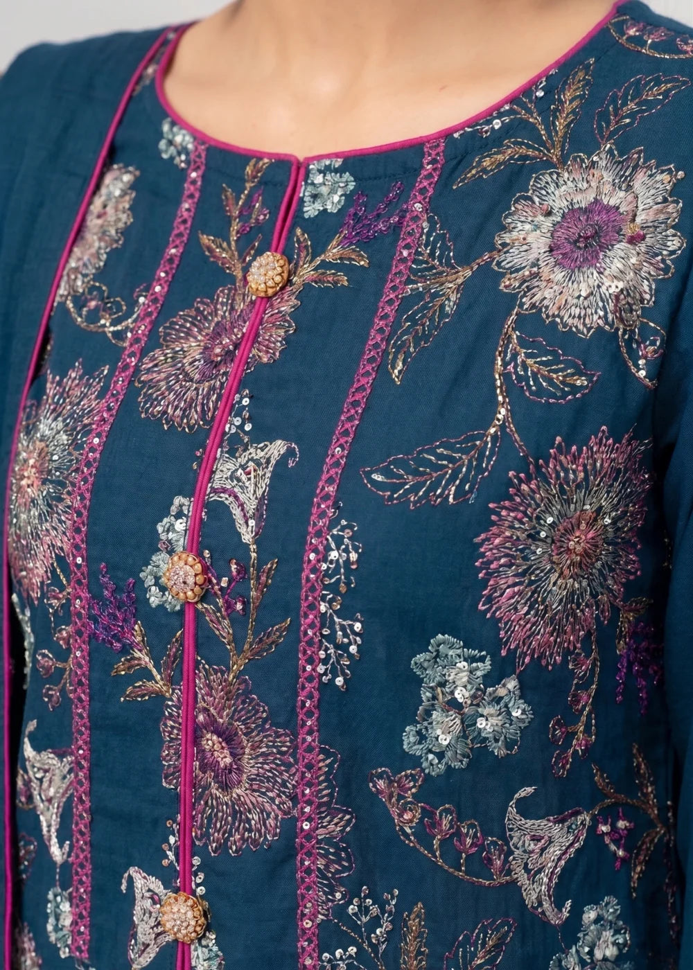 Pakistani Women’s Casual Winter Wear 3-Piece Embroidered  Suit – Dhanak, Teal | 1478 | Designer Rack