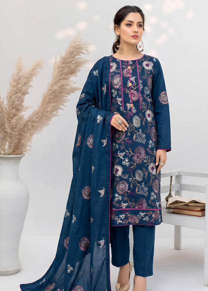 Pakistani Women’s Casual Winter Wear 3-Piece Embroidered  Suit – Dhanak, Teal | 1478 | Designer Rack