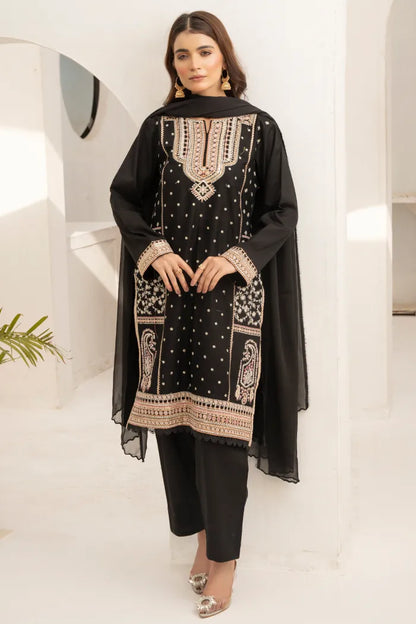 Pakistani Women’s Casual Wear 3-Piece Suit, Mother & Daughter Collection – Lawn, Black | 1469 | Designer Rack