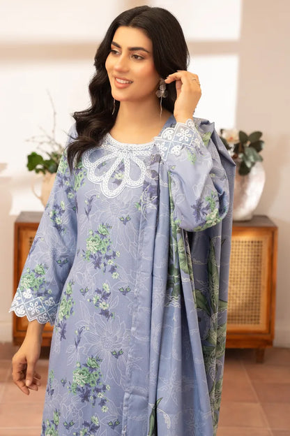 Pakistani Women’s EID Winter Wear  3-Piece Printed Suit – Dhanak, SKY Blue | 1476 | Designer Rack (Copy) (Copy)