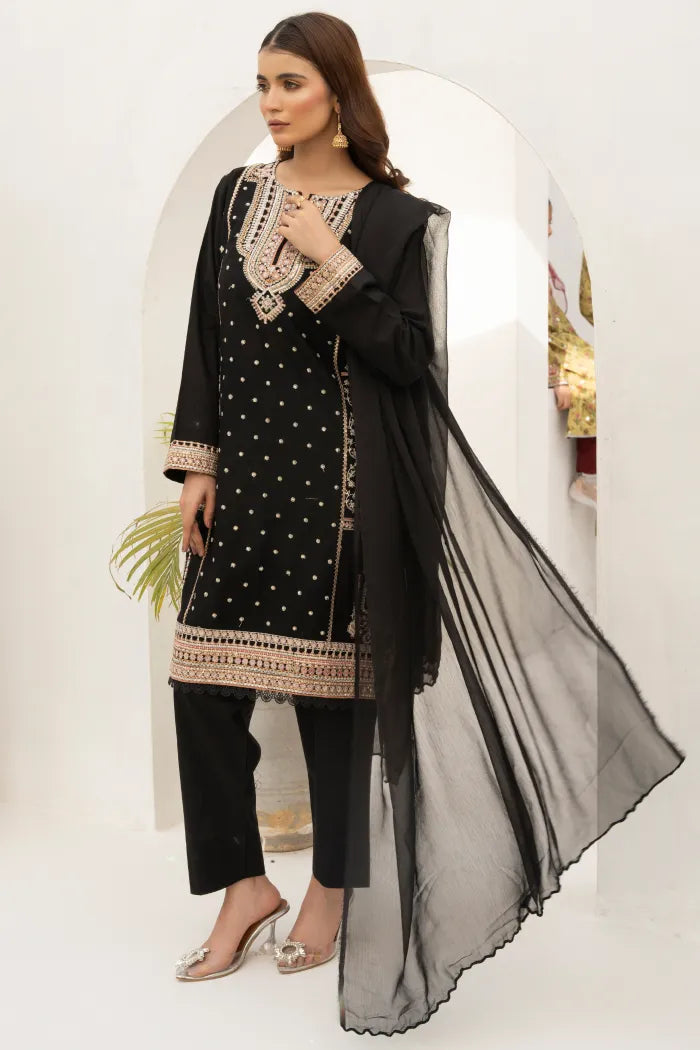 Pakistani Women’s Casual Wear 3-Piece Suit, Mother & Daughter Collection – Lawn, Black | 1469 | Designer Rack