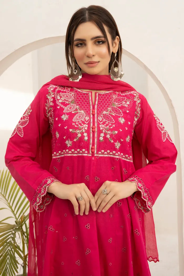Pakistani Women’s Casual Wear 3-Piece Suit, Mother & Daughter Collection – Lawn, Pink | 1469 | Designer Rack