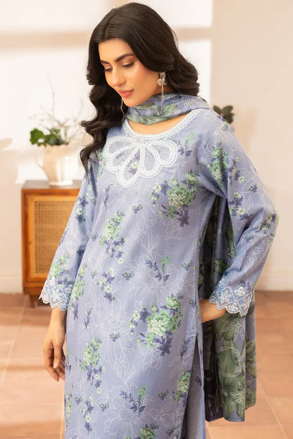 Pakistani Women’s EID Winter Wear  3-Piece Printed Suit – Dhanak, SKY Blue | 1476 | Designer Rack (Copy) (Copy)