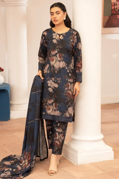 Pakistani Women’s Casual Winter Wear 3-Piece Printed Suit – Dhanak, Dark Gray | 1476 | Designer Rack (Copy)