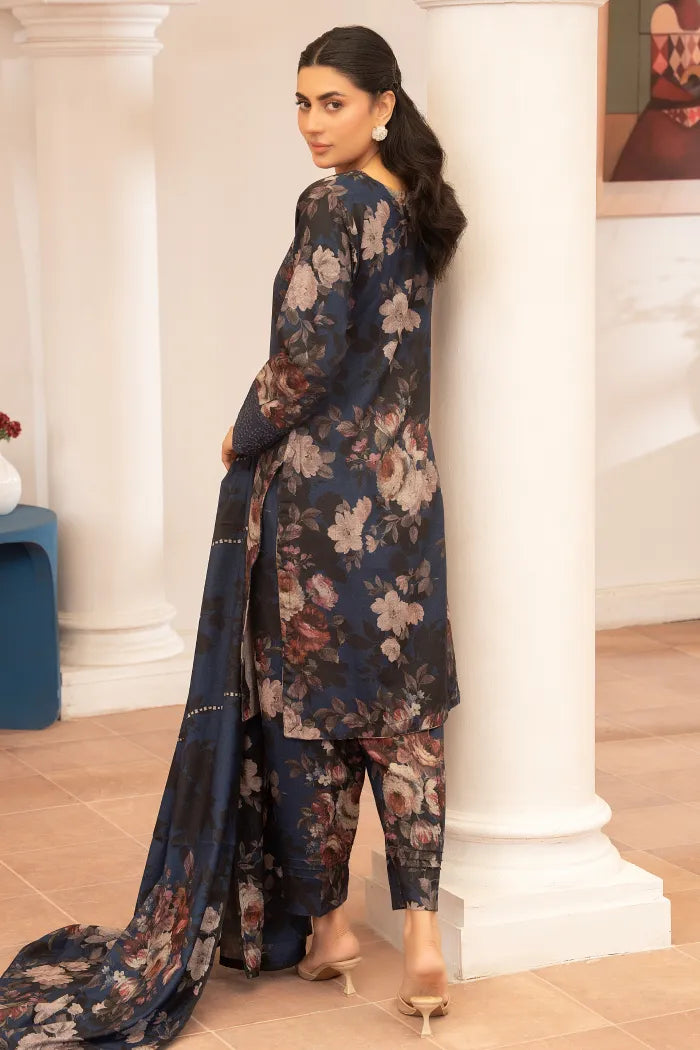 Pakistani Women’s Casual Winter Wear 3-Piece Printed Suit – Dhanak, Dark Gray | 1476 | Designer Rack (Copy)