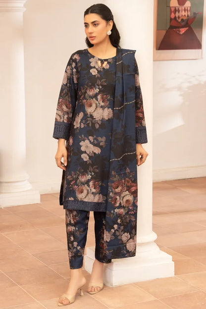 Pakistani Women’s Casual Winter Wear 3-Piece Printed Suit – Dhanak, Dark Gray | 1476 | Designer Rack (Copy)